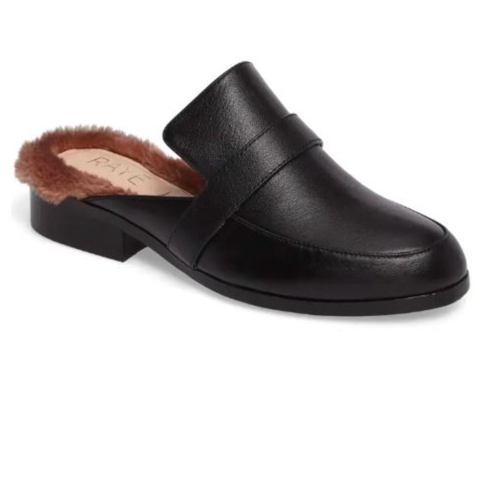 Raye Kala Leather Loafer Faux Fur Mule 8